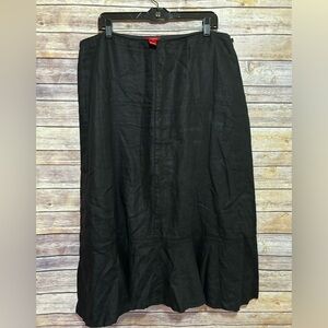 Sundance linen black midi skirt Side Zip Size 16  B8